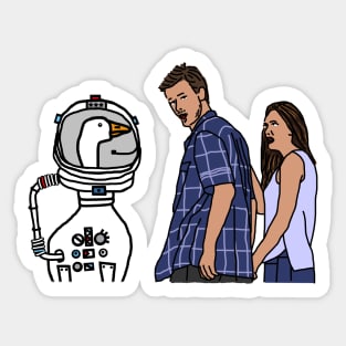 Distracted Boyfriend Meme With Funny Sci Fi Goose Astronaut Sticker